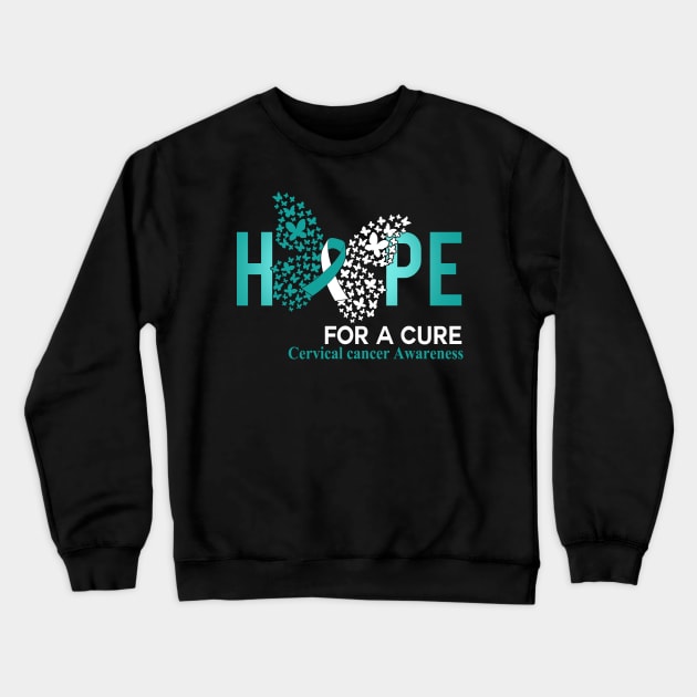 Hope For A Cure Butterfly Gift Ovarian cancer 2 Crewneck Sweatshirt by HomerNewbergereq